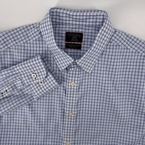 UNTUCKit Antinori Button Shirt Large Blue Check Wrinkle Free Cotton Long Sleeve